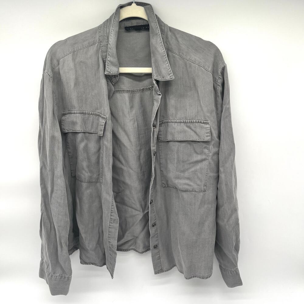 JANE and DELANCEY Gray Button Up Blouse, XL